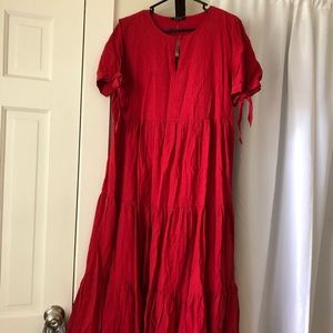Madewell Swiss Dot Dress in Red
